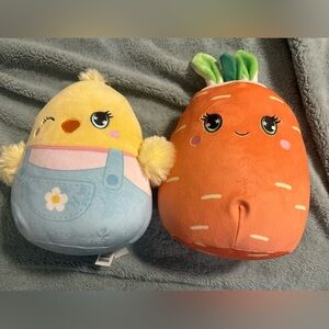 2 Squishmallow - Cute Chick and Carrot Plush Toys